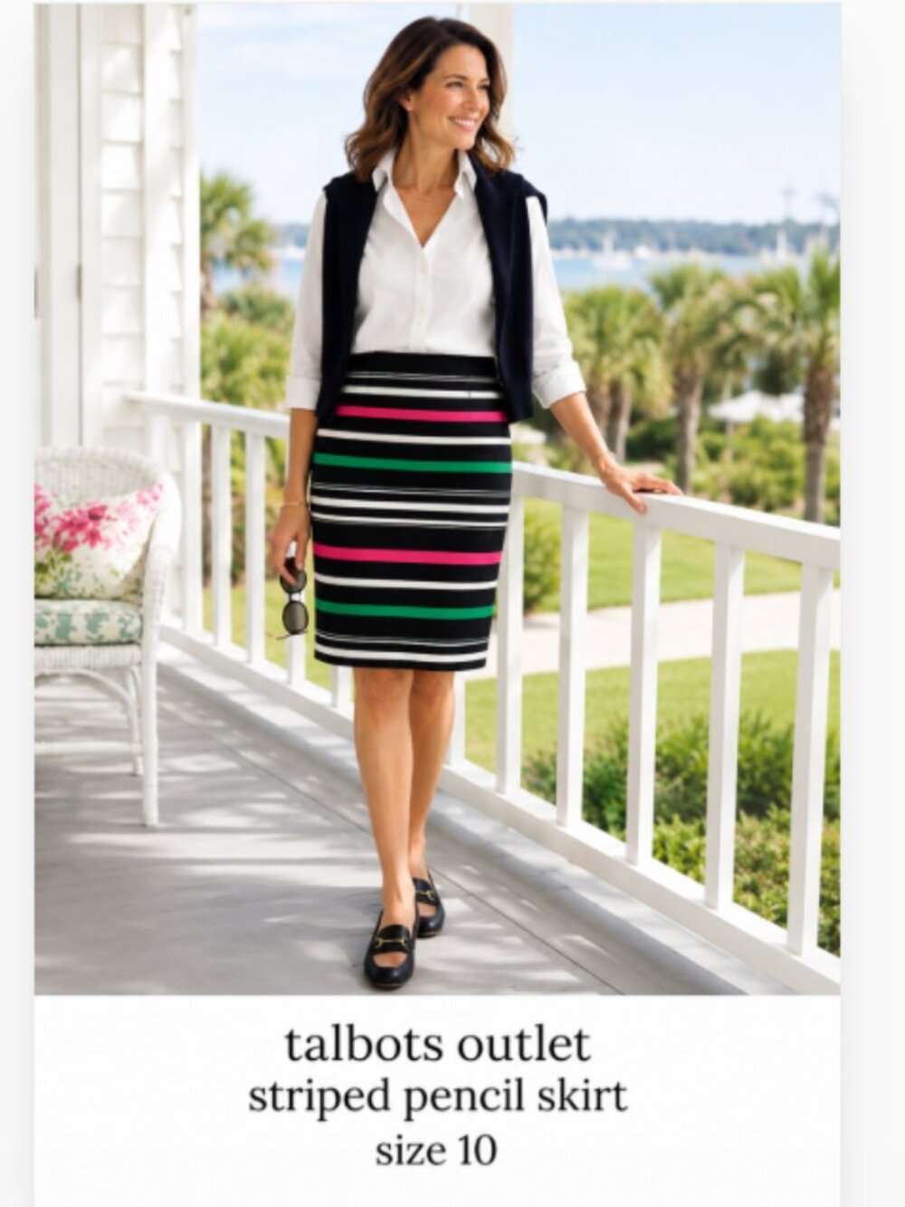 TALBOTS OUTLET SIZE 10   PENCIL SKIRT STRIPE
